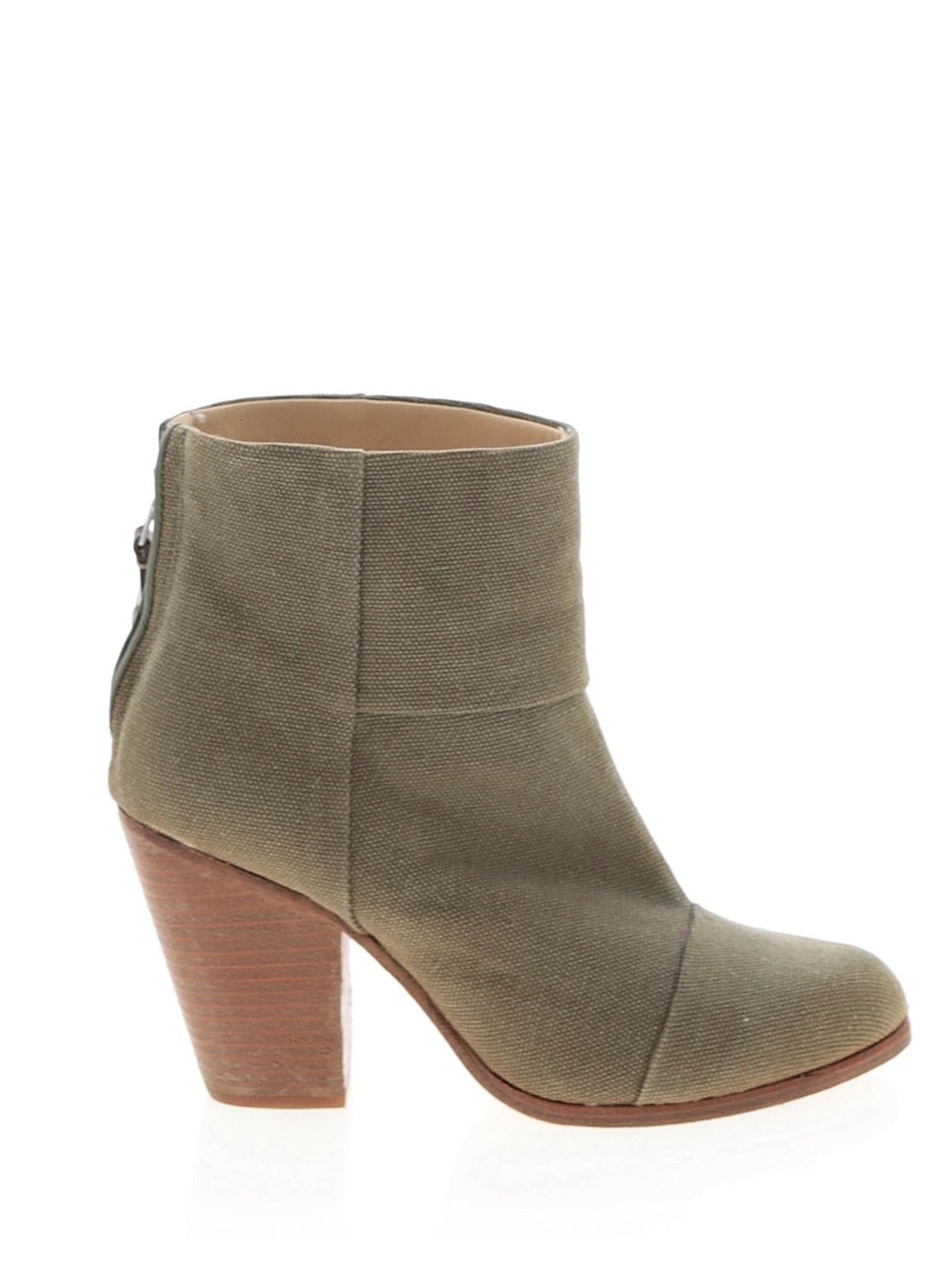 rag & bone Olive Canvas Ankle Boot with Stacked Heel